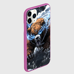 Чехол iPhone 11 Pro матовый Медведь в молниях и облаках, цвет: 3D-фиолетовый — фото 2