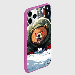 Чехол iPhone 11 Pro матовый Злой медведь с красными глазами, цвет: 3D-фиолетовый — фото 2