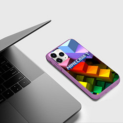 Чехол iPhone 11 Pro матовый Minecraft - pattern, цвет: 3D-фиолетовый — фото 2