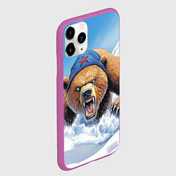 Чехол iPhone 11 Pro матовый Злой русский медведь, цвет: 3D-фиолетовый — фото 2