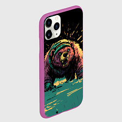 Чехол iPhone 11 Pro матовый Медведь в гневе, цвет: 3D-фиолетовый — фото 2