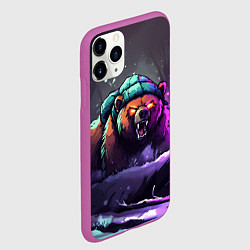 Чехол iPhone 11 Pro матовый Злой русский медведь в лесу, цвет: 3D-фиолетовый — фото 2