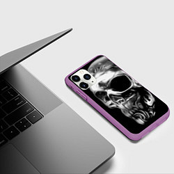 Чехол iPhone 11 Pro матовый Стилизованный череп, цвет: 3D-фиолетовый — фото 2