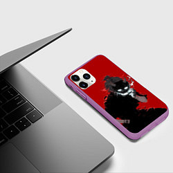 Чехол iPhone 11 Pro матовый Демон с маской, цвет: 3D-фиолетовый — фото 2