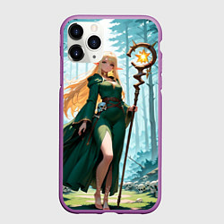 Чехол iPhone 11 Pro матовый Эльфийская ведьма в лесу среди черепов