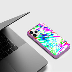 Чехол iPhone 11 Pro матовый Неоновые краски текстура неон, цвет: 3D-фиолетовый — фото 2