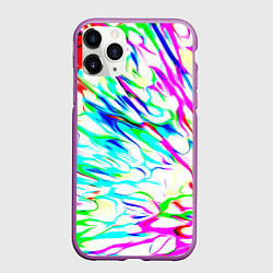 Чехол iPhone 11 Pro матовый Неоновые краски текстура неон, цвет: 3D-фиолетовый