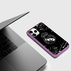 Чехол iPhone 11 Pro матовый Real Madrid белые краски, цвет: 3D-фиолетовый — фото 2