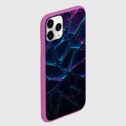 Чехол iPhone 11 Pro матовый Неоновые линии и фигуры, цвет: 3D-фиолетовый — фото 2
