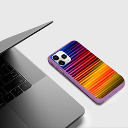 Чехол iPhone 11 Pro матовый Полосатый градиент, цвет: 3D-фиолетовый — фото 2