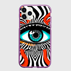 Чехол iPhone 11 Pro матовый Глаз, цвет: 3D-фиолетовый