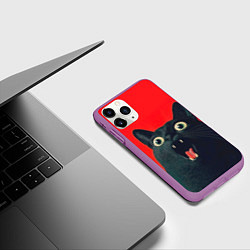 Чехол iPhone 11 Pro матовый Котик в шоке, цвет: 3D-фиолетовый — фото 2