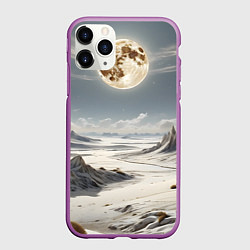 Чехол iPhone 11 Pro матовый Луна и горы