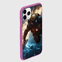 Чехол iPhone 11 Pro матовый Астронавт на фоне туманности, цвет: 3D-фиолетовый — фото 2