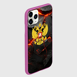 Чехол iPhone 11 Pro матовый Герб России на фоне объемных плит, цвет: 3D-фиолетовый — фото 2