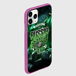 Чехол iPhone 11 Pro матовый Russia - зеленые кристаллы, цвет: 3D-фиолетовый — фото 2