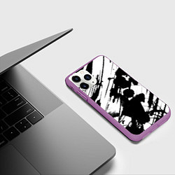 Чехол iPhone 11 Pro матовый Брызги и штрихи черной краски, цвет: 3D-фиолетовый — фото 2