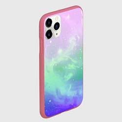 Чехол iPhone 11 Pro матовый Космический бледный розово-синий, цвет: 3D-малиновый — фото 2