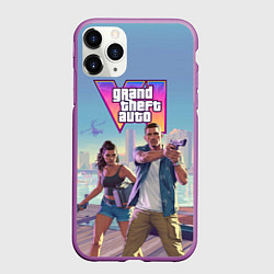 Чехол iPhone 11 Pro матовый Джейсон Дюваль и Лусия Каминос Gta 6, цвет: 3D-фиолетовый
