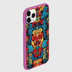 Чехол iPhone 11 Pro матовый Орнаменты Майя, цвет: 3D-фиолетовый — фото 2