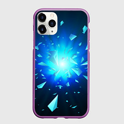 Чехол iPhone 11 Pro матовый Неоновый космический взрыв на светлом фоне