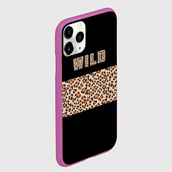 Чехол iPhone 11 Pro матовый Полоса с леопардовым паттерном на черном, цвет: 3D-фиолетовый — фото 2
