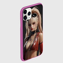 Чехол iPhone 11 Pro матовый Блондинка в рок стиле, цвет: 3D-фиолетовый — фото 2