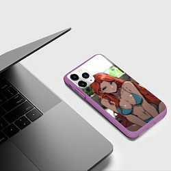 Чехол iPhone 11 Pro матовый Рыжая девушка с длинными волосами, цвет: 3D-фиолетовый — фото 2