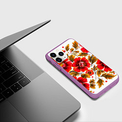 Чехол iPhone 11 Pro матовый Русская традиционная живопись, цвет: 3D-фиолетовый — фото 2