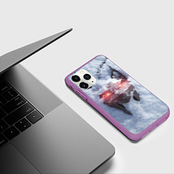 Чехол iPhone 11 Pro матовый Медальон школы рыси в снегу, цвет: 3D-фиолетовый — фото 2