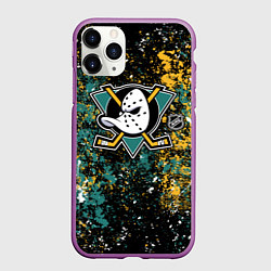 Чехол iPhone 11 Pro матовый Anaheim Ducks NHL black