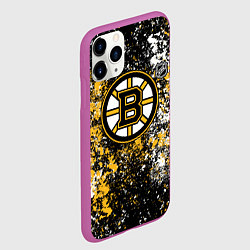 Чехол iPhone 11 Pro матовый Boston Bruins NHL black, цвет: 3D-фиолетовый — фото 2