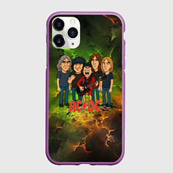 Чехол iPhone 11 Pro матовый Карикатура грууппы ACDC