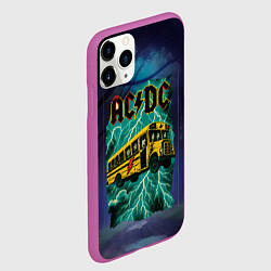 Чехол iPhone 11 Pro матовый Летающий автобус с ACDC, цвет: 3D-фиолетовый — фото 2