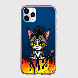 Чехол iPhone 11 Pro матовый Панк котенок, цвет: 3D-фиолетовый