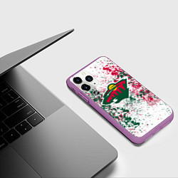 Чехол iPhone 11 Pro матовый Minnesota Wild NHL white, цвет: 3D-фиолетовый — фото 2