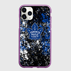 Чехол iPhone 11 Pro матовый Toronto Maple Leafs NHL black, цвет: 3D-фиолетовый