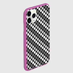 Чехол iPhone 11 Pro матовый Белый серый горох на черном ретро, цвет: 3D-фиолетовый — фото 2
