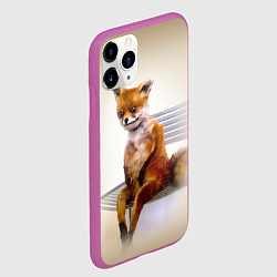 Чехол iPhone 11 Pro матовый Уставший лис мем, цвет: 3D-фиолетовый — фото 2
