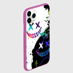 Чехол iPhone 11 Pro матовый Неоновые брызги - жуткие улыбки, цвет: 3D-фиолетовый — фото 2
