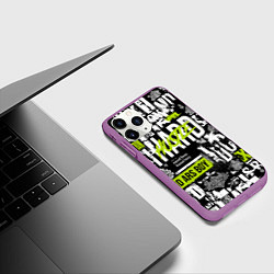 Чехол iPhone 11 Pro матовый Паттерн с надписями хасл, цвет: 3D-фиолетовый — фото 2