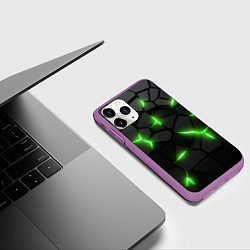 Чехол iPhone 11 Pro матовый Зеленая неоновая броня, цвет: 3D-фиолетовый — фото 2
