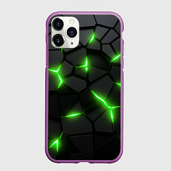 Чехол iPhone 11 Pro матовый Зеленая неоновая броня, цвет: 3D-фиолетовый