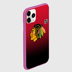 Чехол iPhone 11 Pro матовый Чикаго Блэкхокс - геометрический градиент, цвет: 3D-фиолетовый — фото 2