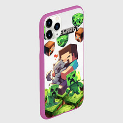 Чехол iPhone 11 Pro матовый World of minecraft, цвет: 3D-фиолетовый — фото 2