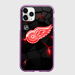 Чехол iPhone 11 Pro матовый Детройт Ред Уингз - плиты с подсветкой, цвет: 3D-фиолетовый