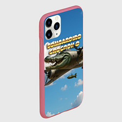 Чехол iPhone 11 Pro матовый Bombardino Crocodillo мем, цвет: 3D-малиновый — фото 2