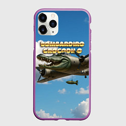 Чехол iPhone 11 Pro матовый Bombardino Crocodillo мем, цвет: 3D-фиолетовый