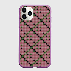 Чехол iPhone 11 Pro матовый Коричневая с черным и зеленым плитка, цвет: 3D-фиолетовый