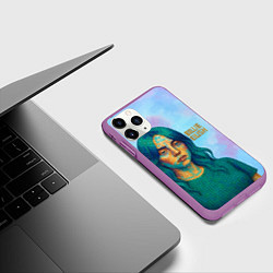 Чехол iPhone 11 Pro матовый Билли Айлиш из мозаики, цвет: 3D-фиолетовый — фото 2